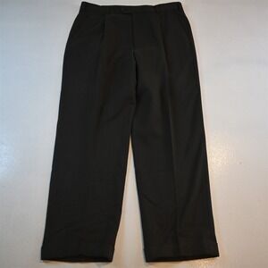 Vtg Mens Washable 34x30 Dark Green Wool Pleated Cuffed High Waist Dress Pants